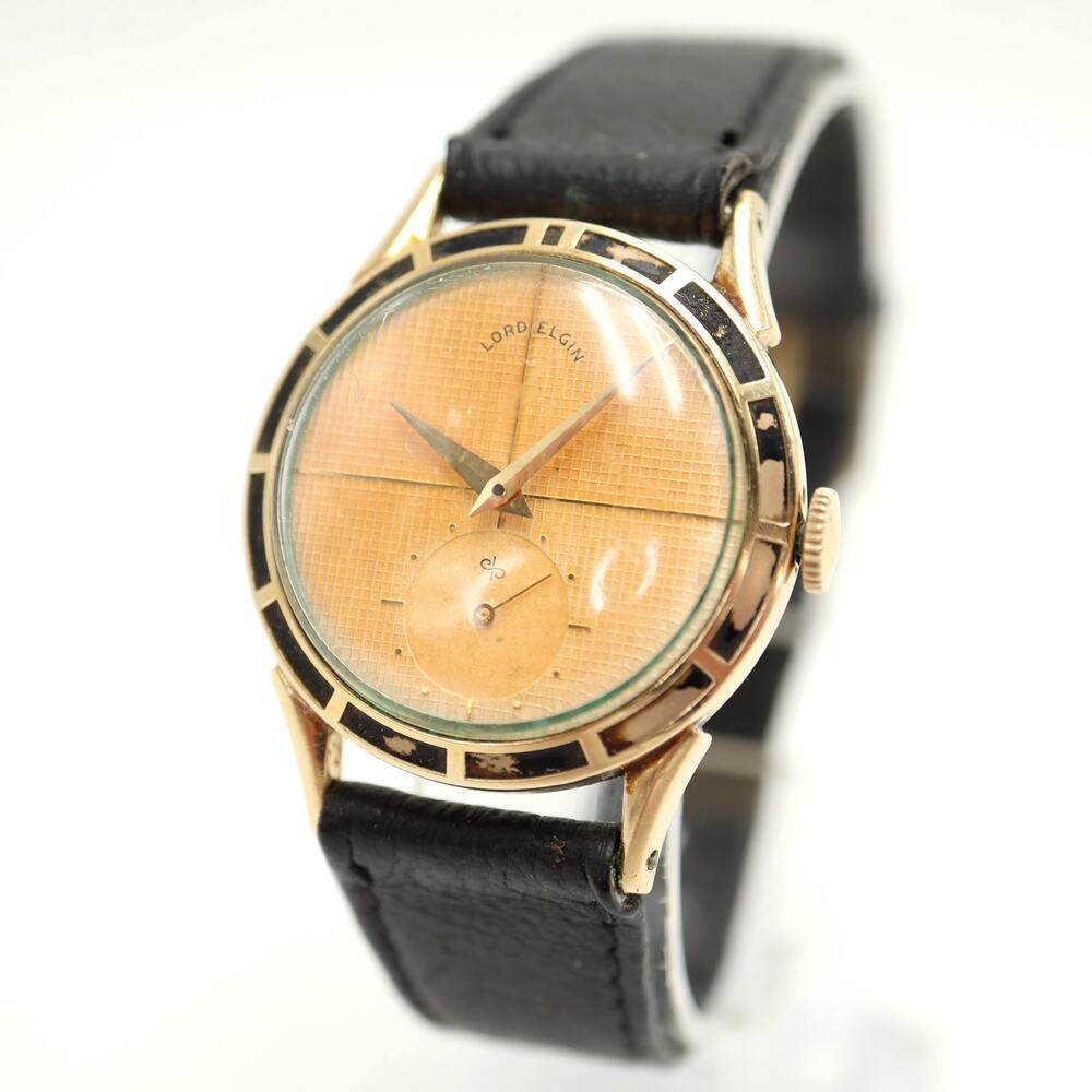 Vintage Lord Elgin 14k Gold Filled GF 30mm Manual Wind Watch NEEDS SERVICE